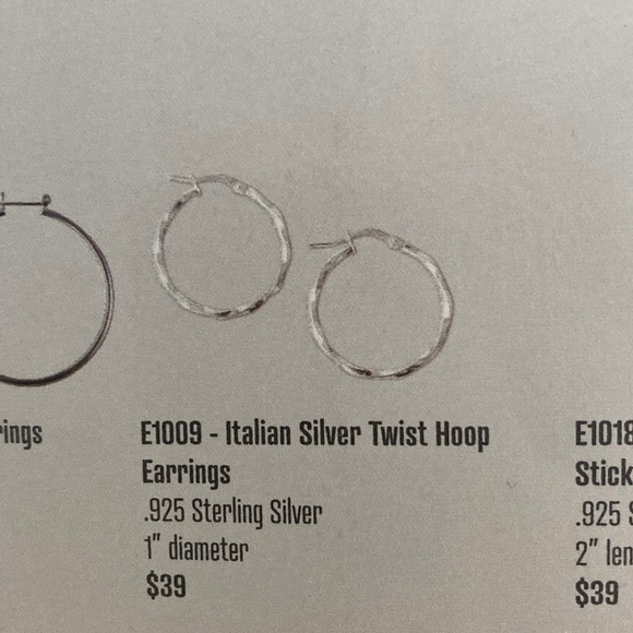 Opulenza Designs Italian Silver Hoops NIB - Picture 1 of 3